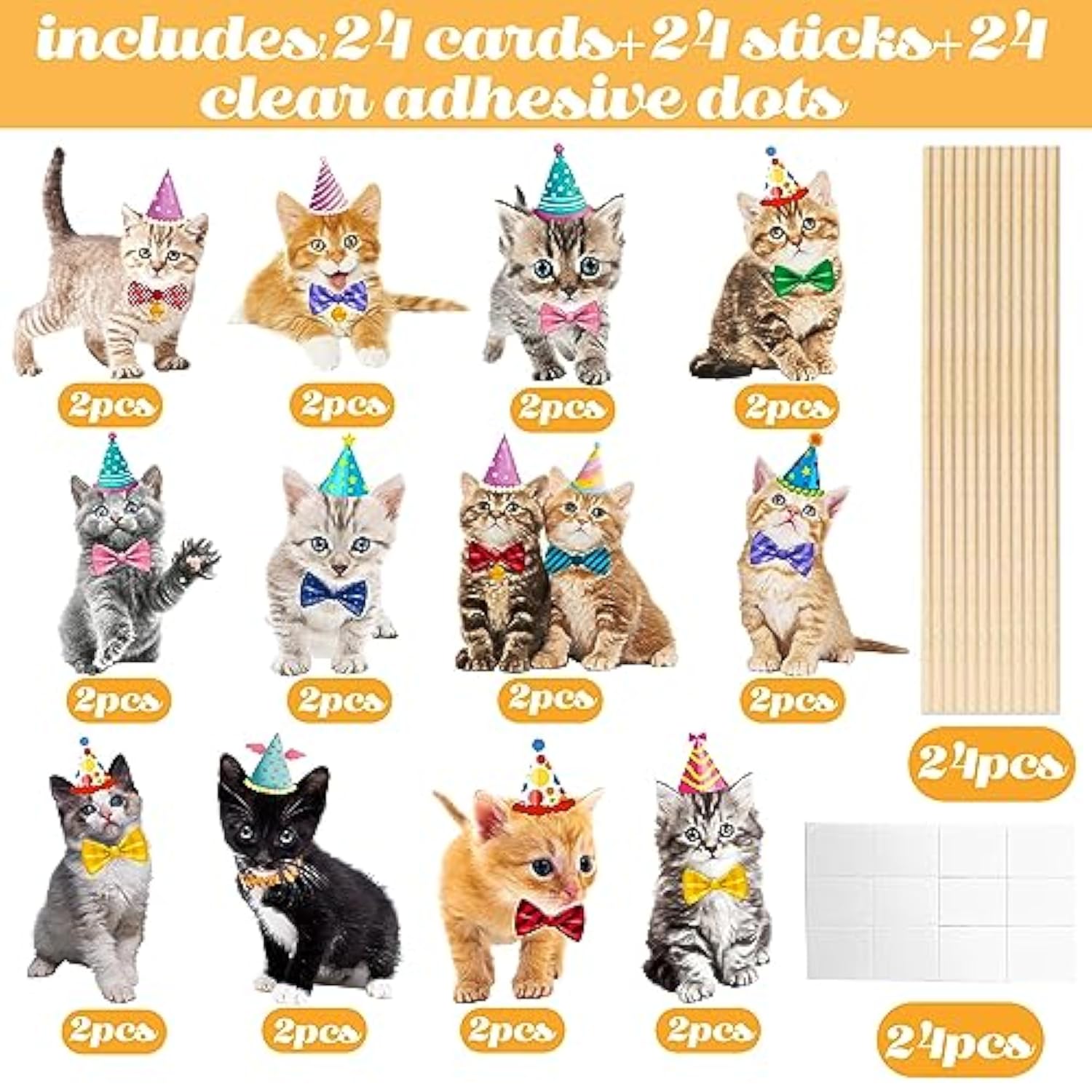 Cat Centerpiece Sticks 26Pcs Cat Birthday Party Supplies Kitten Birthd