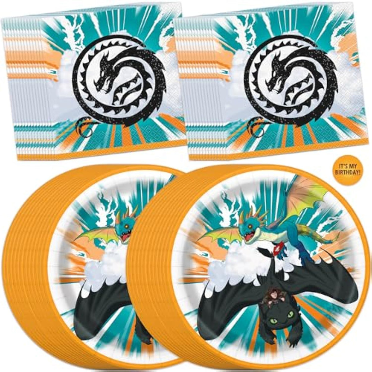 Unique How To Train Your Dragon Plates and Napkins for 32 | How to Train Your Dragon Party Supplies and Decorations | Officially Licensed