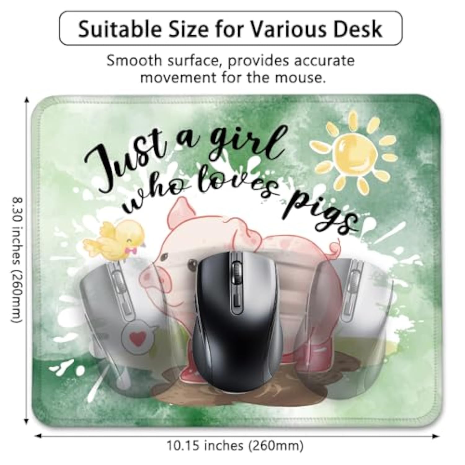 Just A Girl Who Loves Pigs Funny Pig Mouse Pad, Cute Pigs Gifts For Women, Xmas Birthday Present For Pig Lovers Sisters Bff, Cute Pig Office Friendship Gifts For Coworkers Bestie