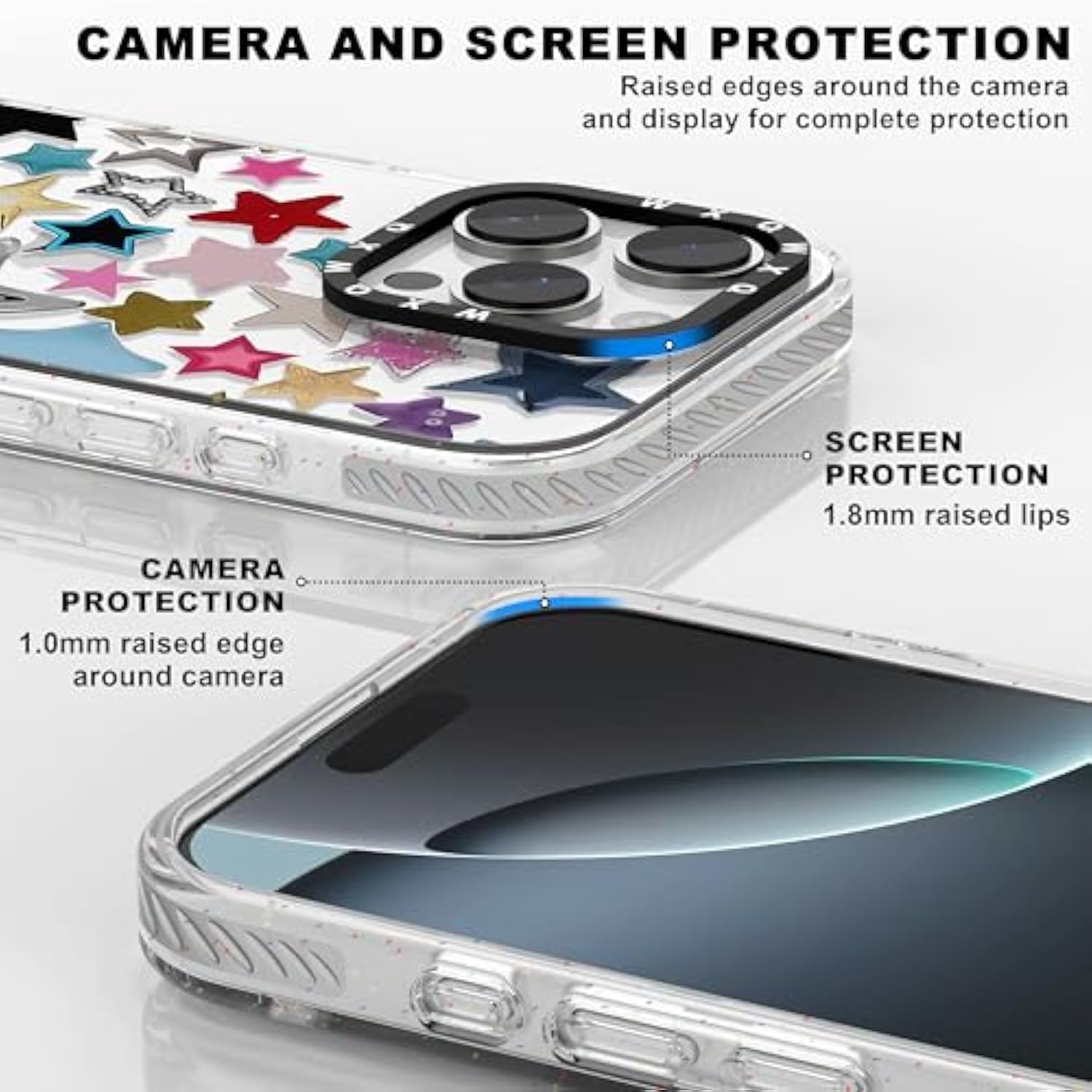 For Iphone 16 Pro Case Tpu+Pc Premium Painted Anti-Drop Phone Case Superior Shock Absorption Military-Grade Drop Protection Multicolor Star Graffiti Design Phone Case