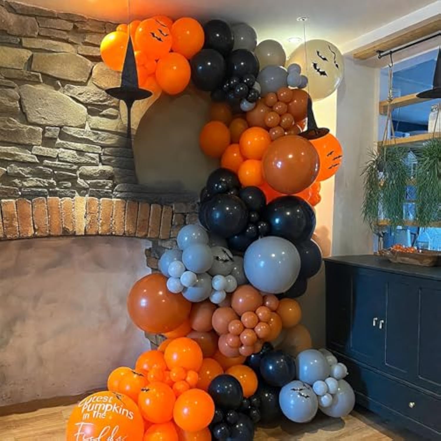 Halloween Balloon Arch Kit Ghost Bat Orange Black Blue Balloons for Spooky Birthday Party