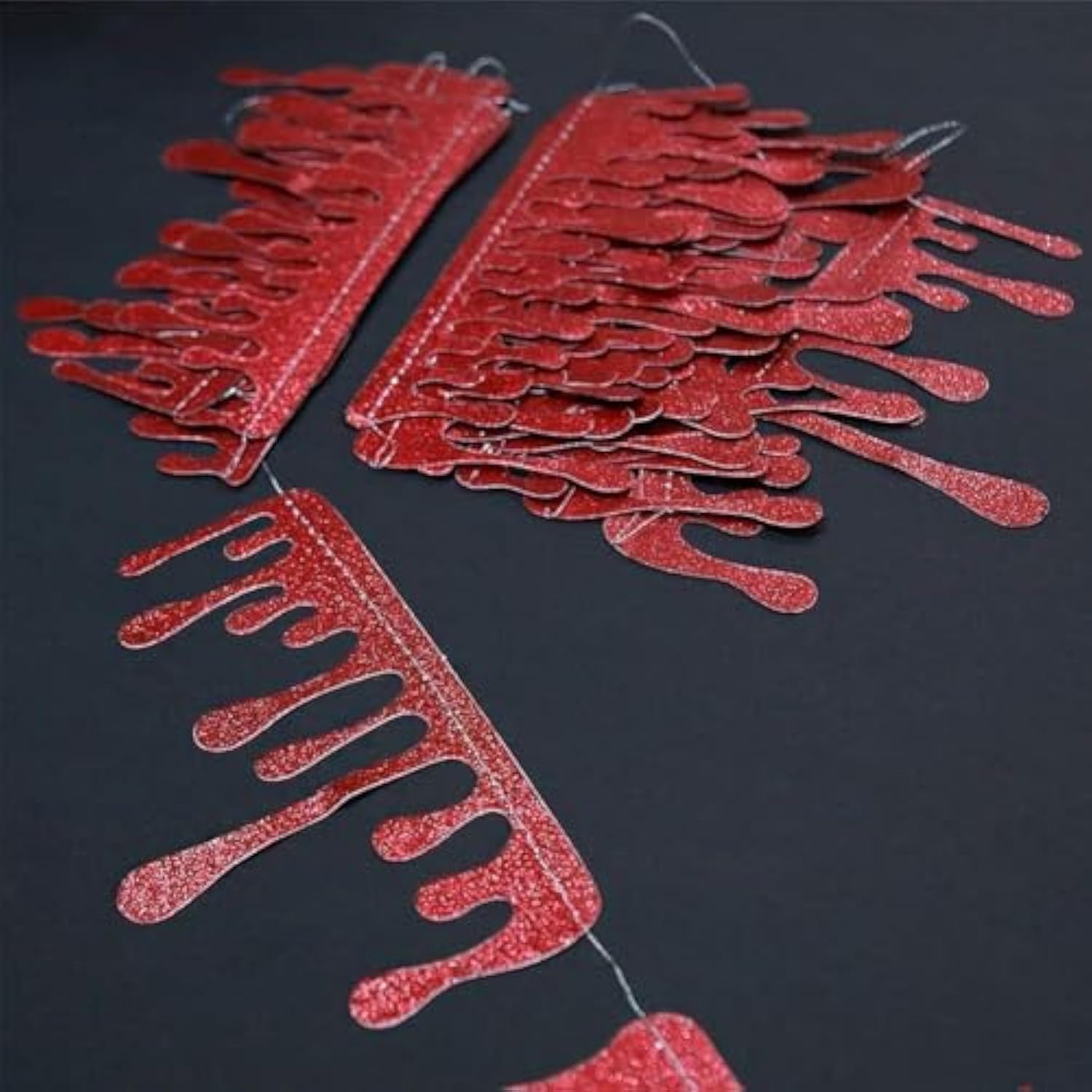Glitter Red Blood Drop Garland Vampire Party Decorations Vampire Diaries Birthday Decoration Twilight Decorations Bloody Flag Banner Hanging Horror Movie Theme Murder Gothic Bday Party Decor