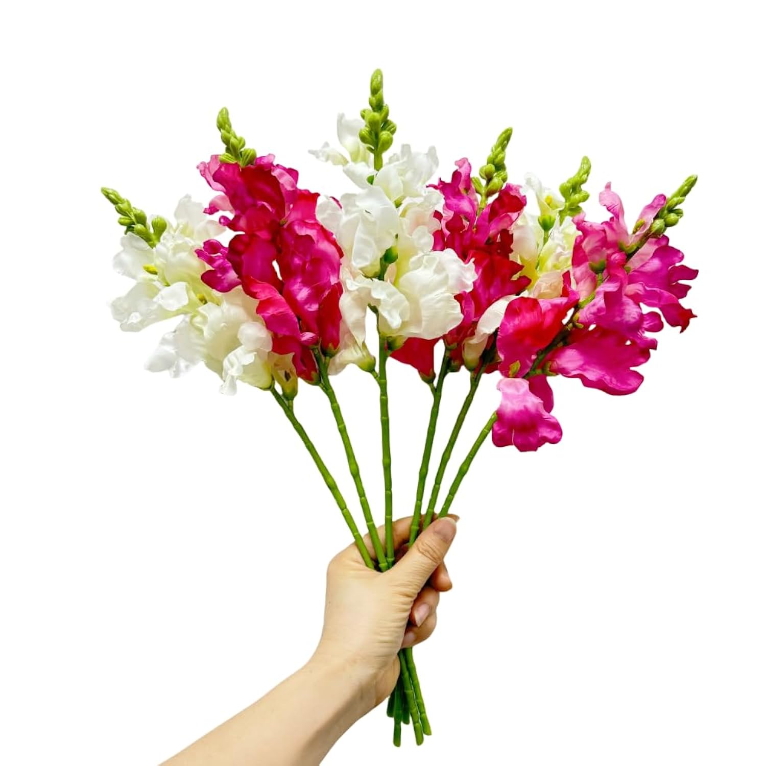 Artificial Delphinium Flowers,Artificial Silk Flowers Hyacinth,Silk Flowers With Stems,Faux Flower Stems For Wedding,Party,Floral Arrangements Home Centerpiece Table Decoration (6, White Red)