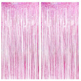 Pink Tinsel Fringe Backdrop, Sparkly Party Streamers Foil Fringe Curtains For Birthdays Bachelorette Easter Bridal Shower Dount Party Decorations - 2 Pack 3.3×8.2Ft
