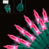 19.6Ft Green Wire Pink String Lights, 100 Count Incandescent Christmas Lights, (Pink, 100 Lights)
