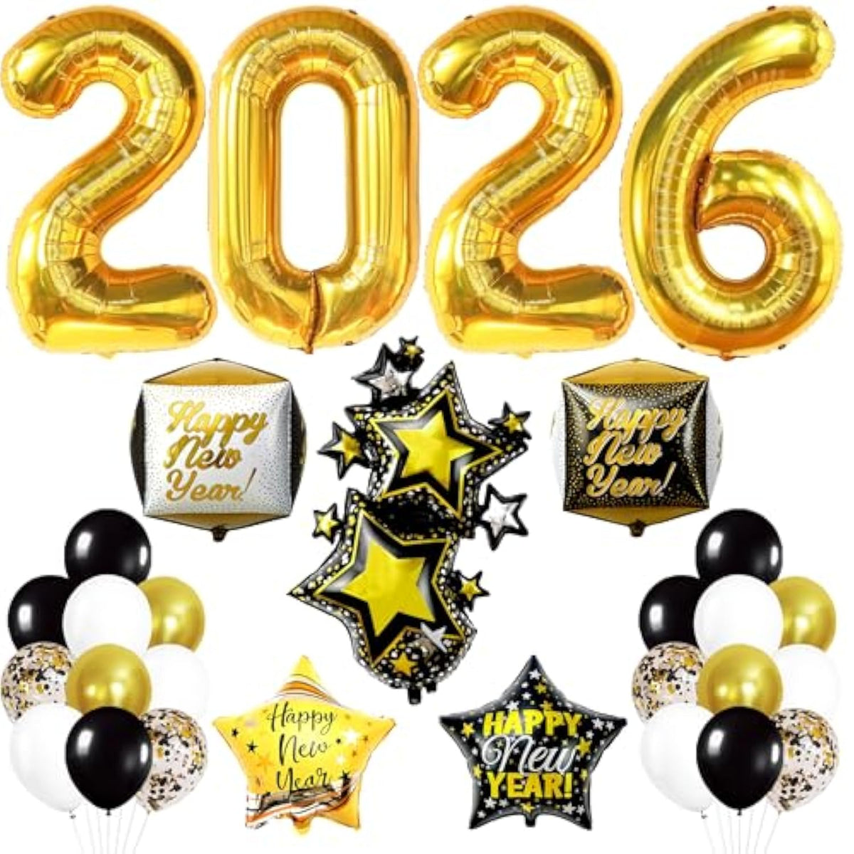 42pcs 40in Happy New Year 2026 Balloons Party Decorations