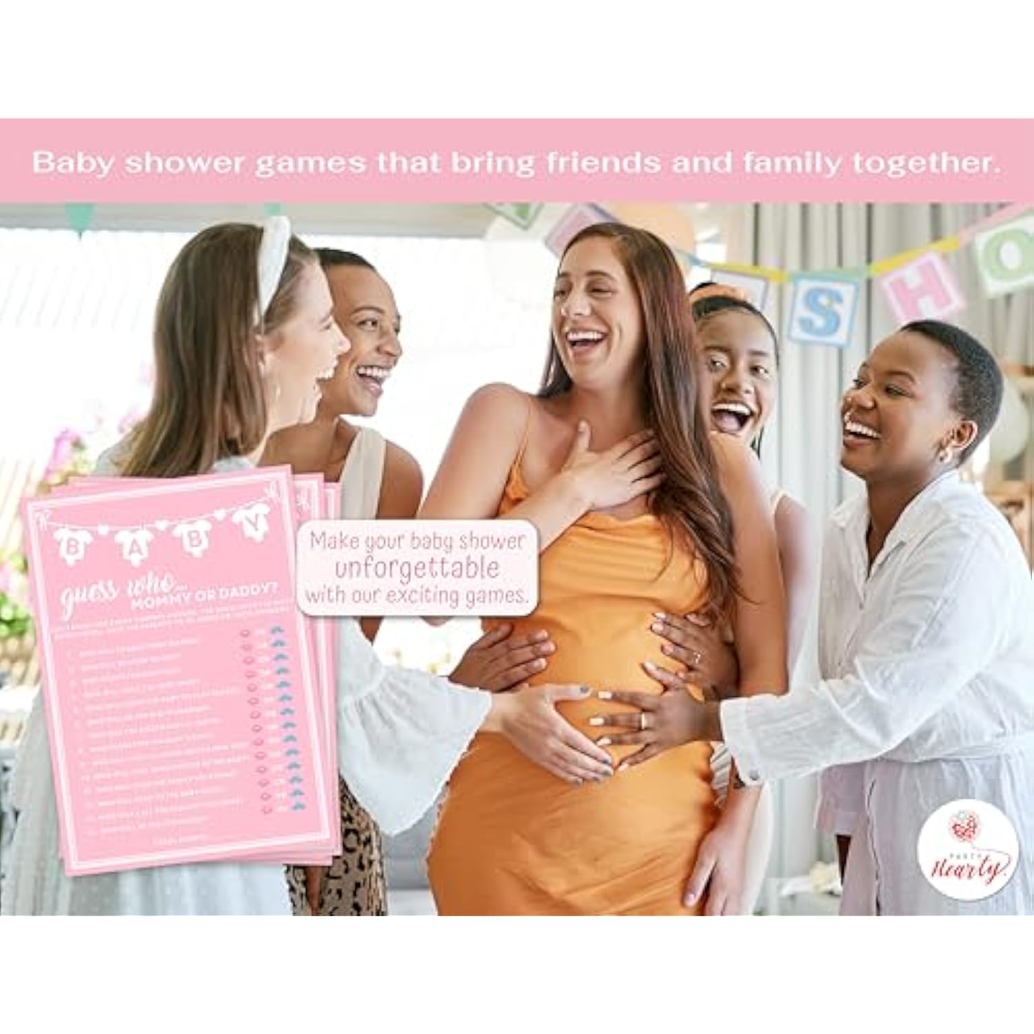 Baby Shower Games For Girl, 50 Pcs Pink Mommy Or Daddy Guess Who Game, Fun Activity Cards, Ideas