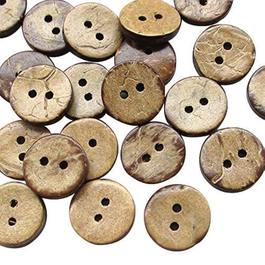 100Pcs Small 1/2"(13Mm) Brown Natural Coconut Coco Button 2 Holes Craf