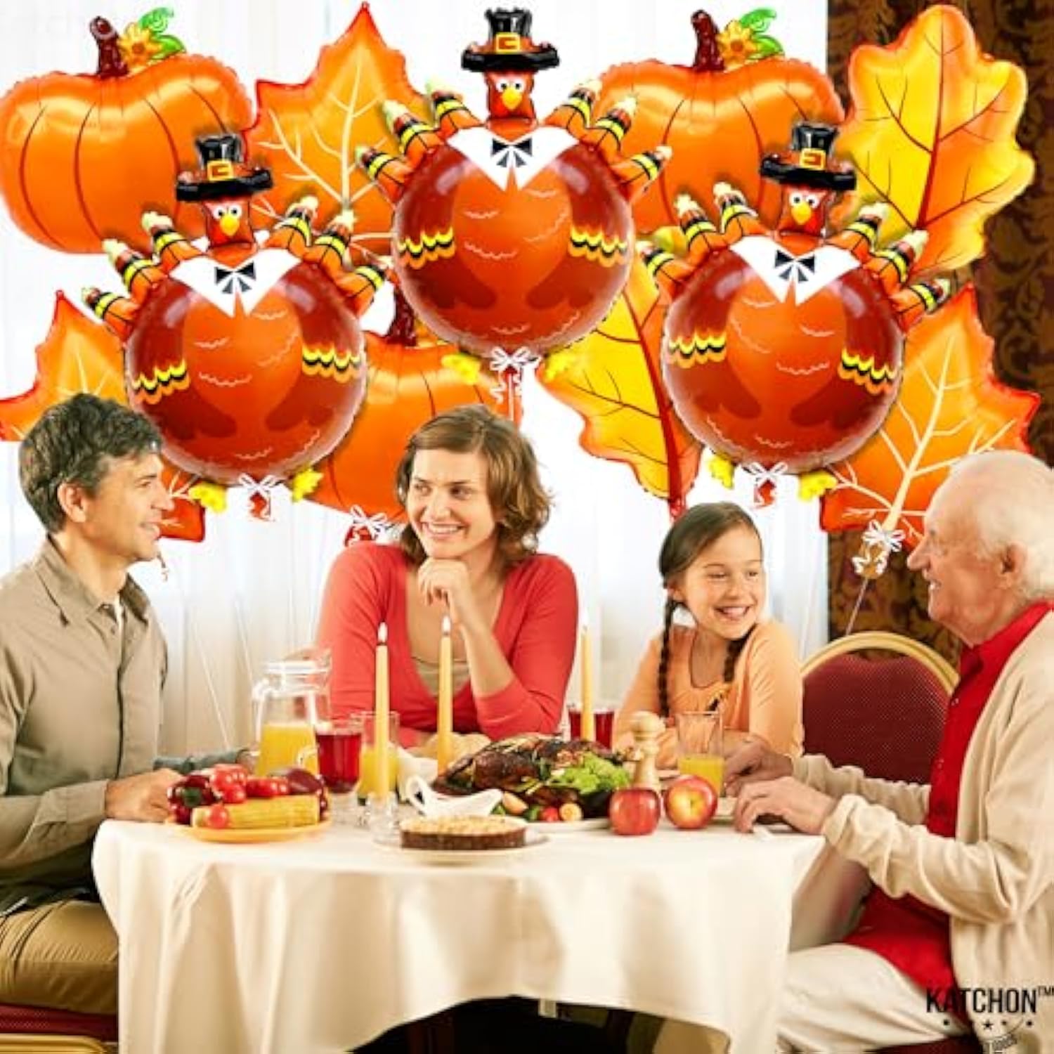 12PCS Pumpkin Turkey Foil Balloons Maple Leaf Thanksgiving Party Decor