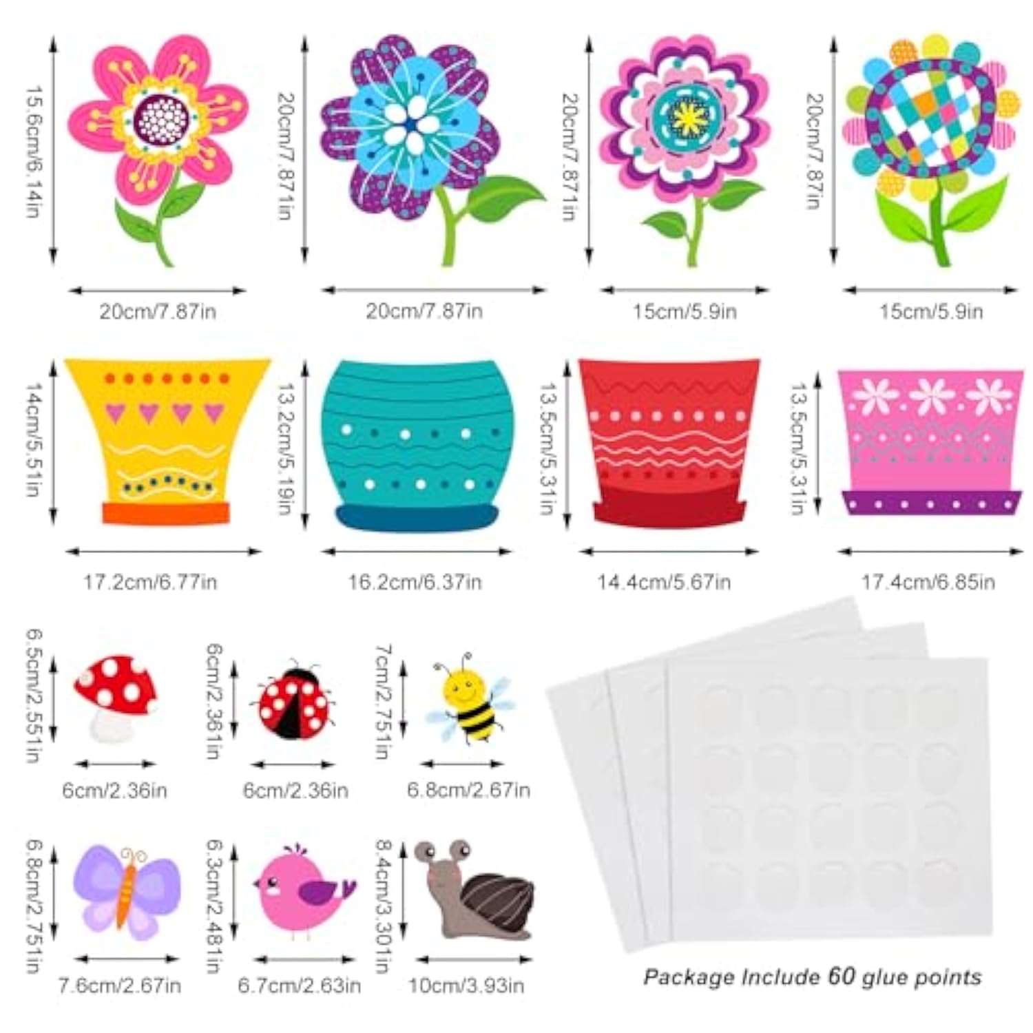 28 Pieces Spring Bulletin Board Decorations Flower Cutouts Classroom Decorations With 3 Sheets Glue Points Springtime Blooms For Home Office School Party Decor