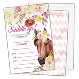 Pony Horse Birthday Invitations, Floral Horse Farm Theme Birthday Party Invitations For Girls Kids, Fill In Birthday Party Invites, Decorations, Favors, 20 Invitations With Envelopes (Ha12)