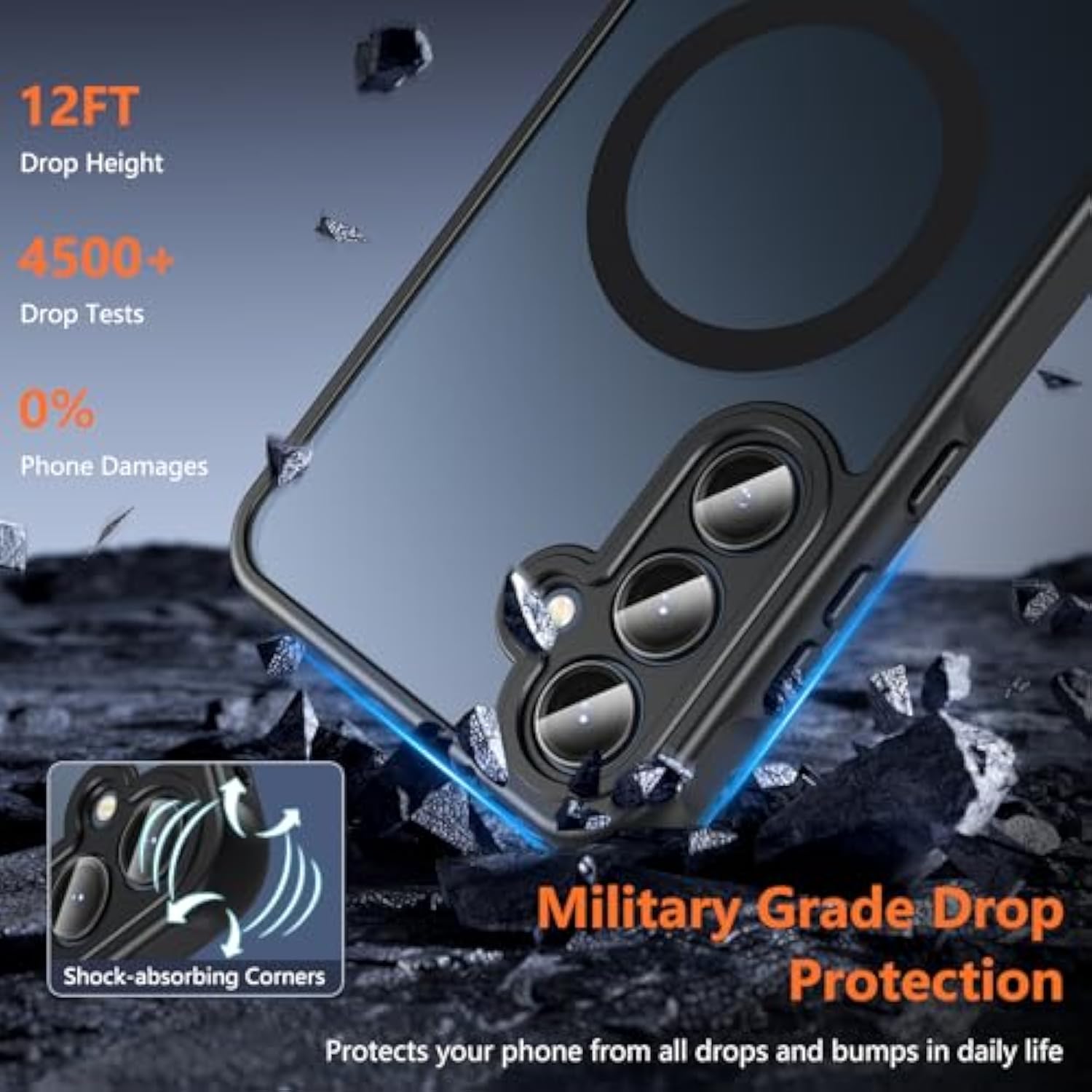 Magnetic Case for Samsung Galaxy A35 5G with Glass Protector, MagSafe, Black