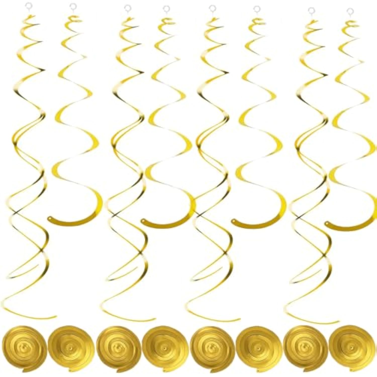 Ceiling Swirl Decorations Hanging Plastic Streamer Themed Swirl Party Decoration For Wedding Thanksgiving Day Graduation Birthday Party Decorations, Pack Of 30 (Gold)