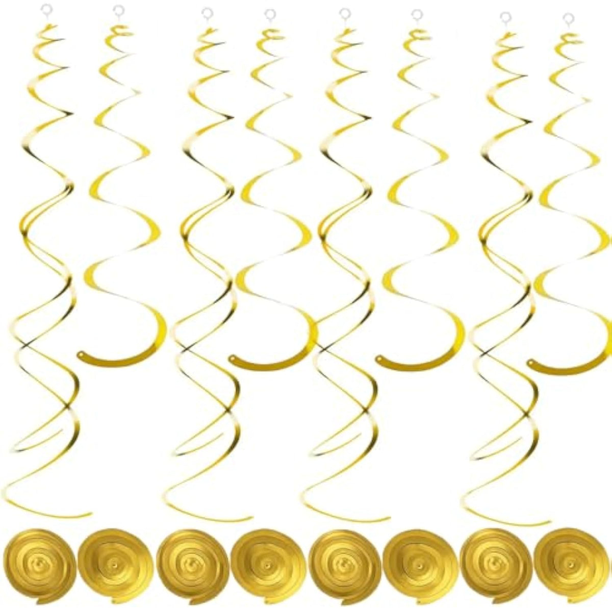 Ceiling Swirl Decorations Hanging Plastic Streamer Themed Swirl Party Decoration For Wedding Thanksgiving Day Graduation Birthday Party Decorations, Pack Of 30 (Gold)