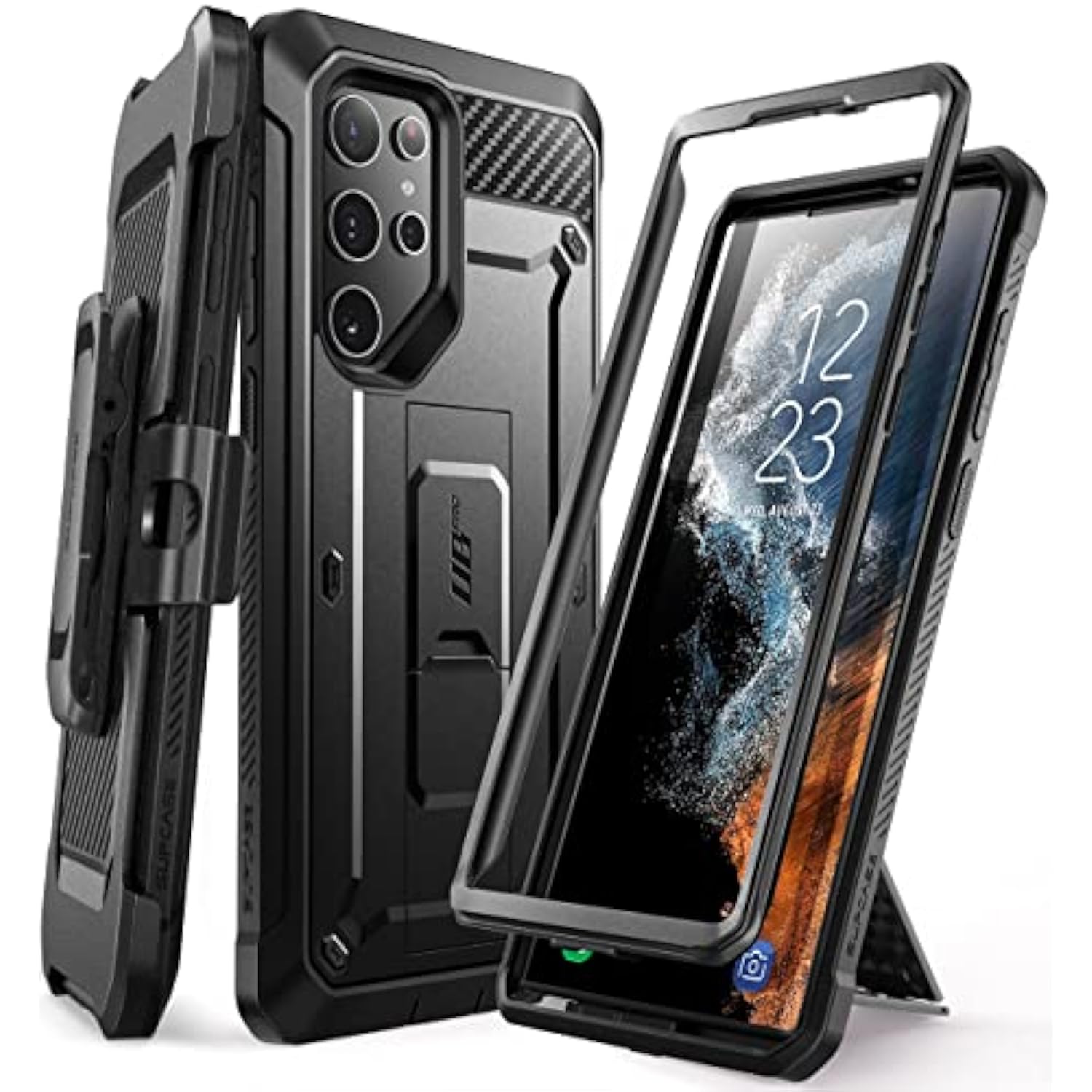 SUPCASE for Samsung Galaxy S22 Ultra Case with Stand (Unicorn Beetle Pro), [Built-in Front Frame & Belt-Clip] [Military-Grade Protection] Full-Body Rugged Phone Case for Galaxy S22 Ultra, Black
