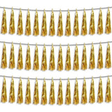 3P Gold Foil Fringe Metallic Tassel Streamers Banner Tassel Garland For Parade Floats, Bachelorette, Wedding, Birthday, Halloween, Christmas, Bridal/Baby Shower Party Decorations
