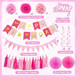 Blue Birthday Party Decorations For Women Girls Include Blue Happy Birthday Banner Paper Pompoms Fringe Curtain Balloons Hanging Swirl Birthday'S Sash And Hairband Tablecloth For Party Decors