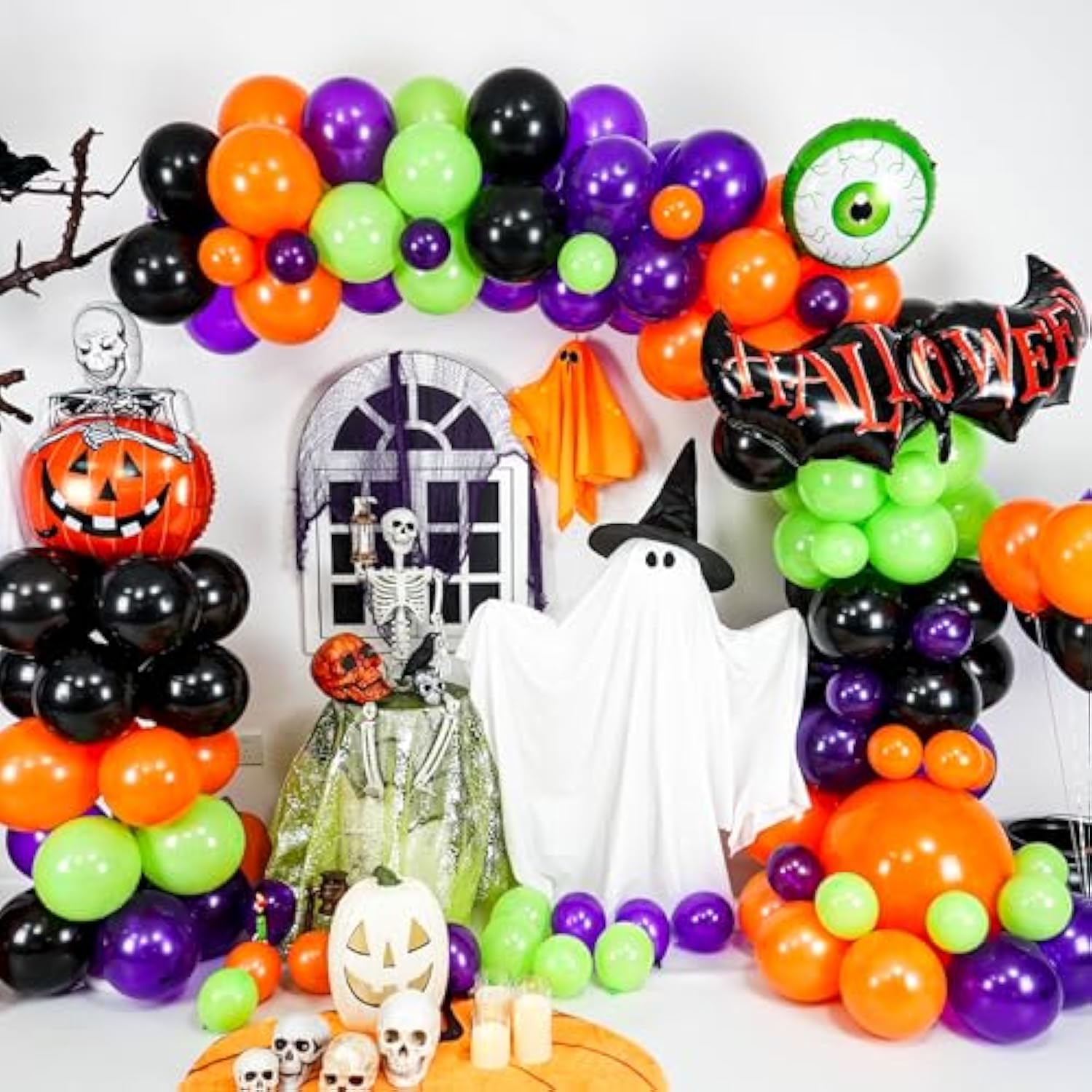 Halloween Balloon Garland Kit: Ghost, Bat & Pumpkin Foil Balloons