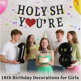 Funny 18Th Birthday Decorations For Girls Boys - Glitter 18Th Birthday Banner, Adultish Cake Topper &18 Balloon Numbers Set - 18 Years Old Gifts Party Decorations Supplies