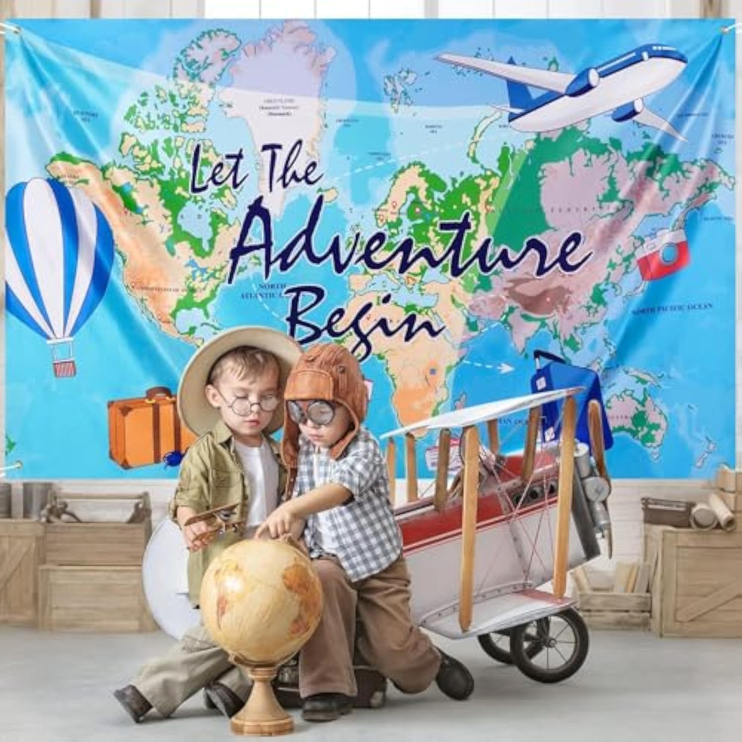Bon Voyage Party Backdrop – 73x43in Travel & Adventure Photo Banner