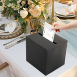 Black Card Box With Slot 9.1" Wedding Favor Gift Card Boxes For Reception, Parties, Birthday, Wedding Decorations, Retirement, Graduation Money Box Envelope Holder