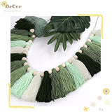 15ft Sage Green Gradient Tassel Garland Handmade Yarn Banner Home Decor