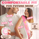 Pink Baby Shower Decorations Mom To Be Sash Baby Shower Decorations For Girl And Sash Daddy To Be Badge - Glossy Texture, Wearable Brooch, Wear-Resistant, Set With Ribbon And Badge, Delicate Craft