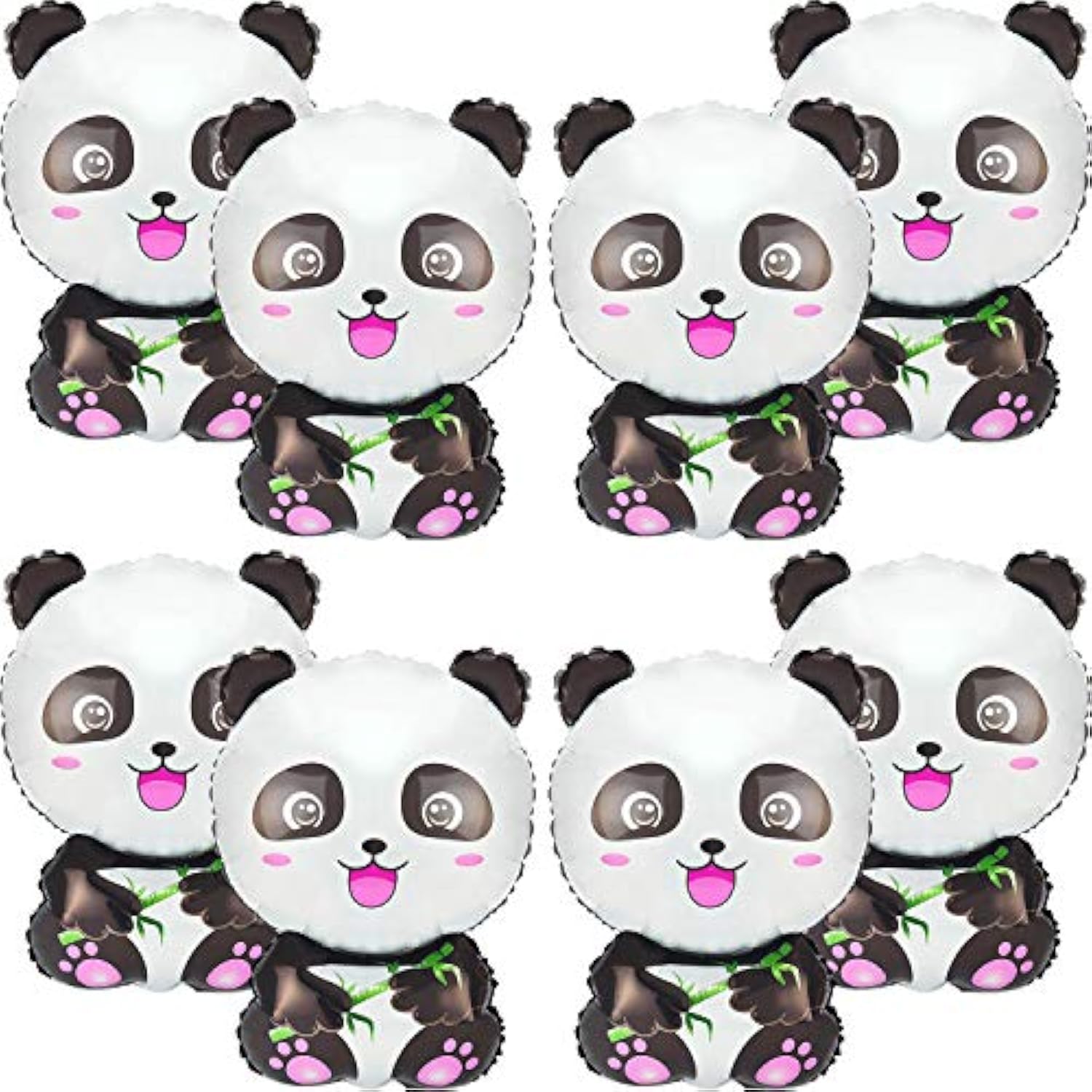 8 Pcs Panda Balloons Cartoon Foil Balloons for Kids Zoo Animal Birthday Party Decor