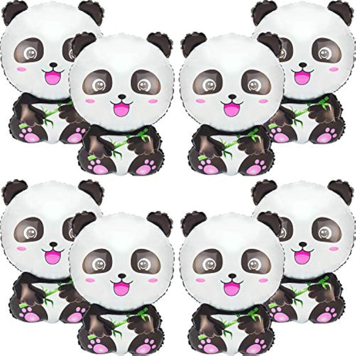 8 Pcs Panda Balloons Cartoon Foil Balloons for Kids Zoo Animal Birthday Party Decor