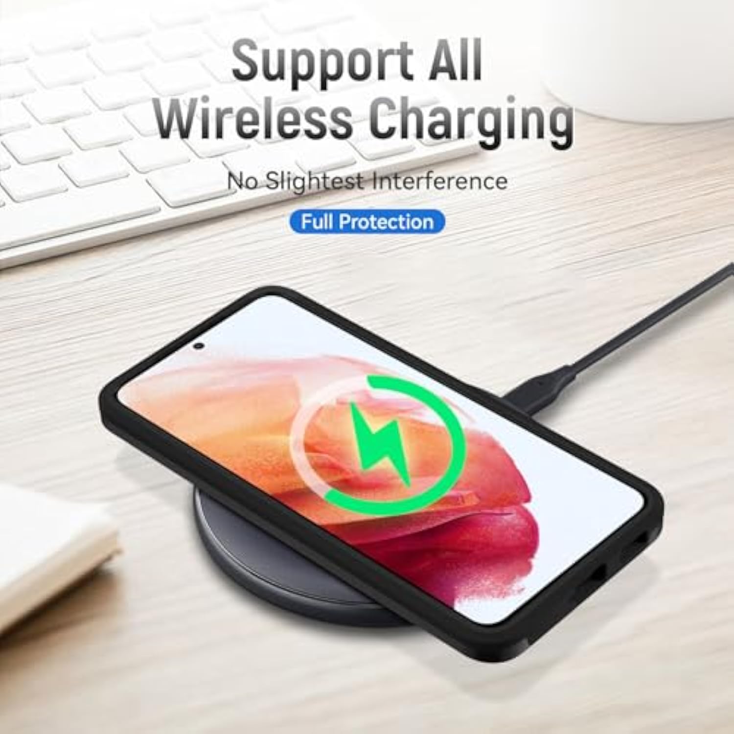 For Galaxy S21 Case With Screen Protection: Heavy Duty Protective Shockproof And Scratch Proof Cell Phone Case For Samsung Galaxy S21-Black