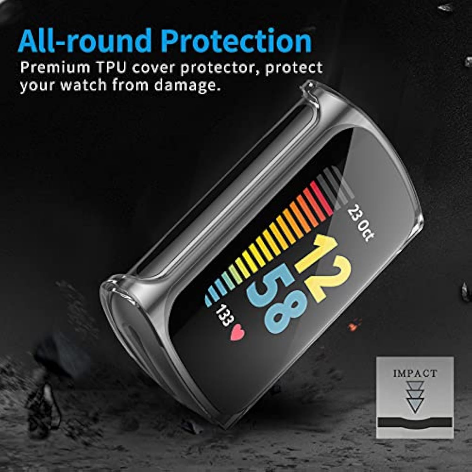 3Pack Screen Protector Compatible With Fitbit Charge 6/5 (Not For Charge 4/3), Tpu Rugged Bumper Case Cover Allaround Protective Plated Bumper Shell Accessories For Charge 6 5 Smartwatch