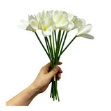 10 Pc White Artificial Plumeria Flowers With Stems,13Inch Real Touch Lifelike Frangipani Fake Flower Bouquets For Home Office Wedding Engagement Party Spring Flowers Decor
