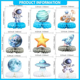 9pcs Outer Space Birthday Honeycomb Centerpieces - Galaxy & Astronaut Decor