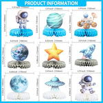 9 Pack Outer Space Birthday Party Decorations Two The Moon Birthday Decorations Boys Space Themed Honeycomb Table Centerpieces For Party Galaxy Party Table Planet Astronaut Party Supplies Blue