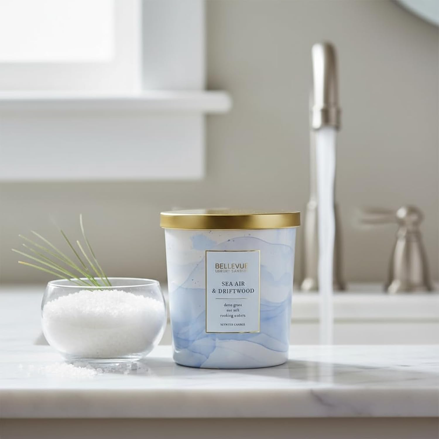 Bellevue Luxury Fragranced Candle, 12 Oz, Soy Blend Wax,Essential Oils, Long-Lasting Burn, Home Fragrances, Aromatherapy Home Scented Candles Scent: Sea Air & Driftwood