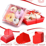 80 Pack Valentine Charcuterie Boxes With Clear Lids And Rope 5" Disposable Square Dessert Pink Red Food Box Cookie Boxes Containers For Valentine Party Favor Cake Sandwich