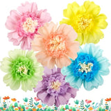Pastel Paper Flowers 6Pcs Large Tissue Paper Flowers Decoration For Wall 12 Inch Giant Crepe Flowers For Spring Garden Backdrop Pastel Birthday Easter Wedding Party Bulletin Board