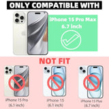For Iphone 15 Pro Max Case Magnetic,For Women Girls Soft Cute Wave Frame Curly Shape Love Heart Luxury Plating Phone Case Compatible With Magsafe Shockproof Back Cover 6.7"-Hot Pink