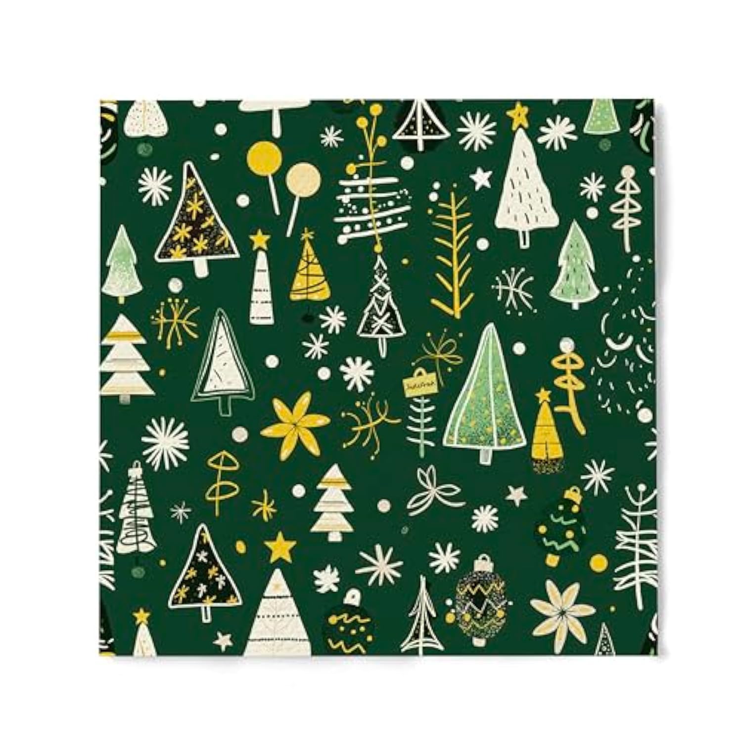 Premium Designer Paper Napkins, 3-Ply 6.5 X 6.5-Inches Fold Disposable Decorative Winter Guest Christmas Holly Green Festive New Year Tree Party Lunch Dinner Napkin (20, Festive Green)