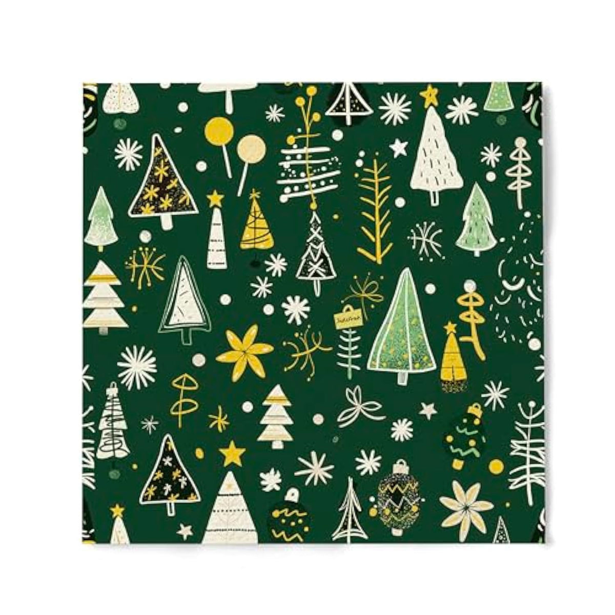 Premium Designer Paper Napkins, 3-Ply 6.5 X 6.5-Inches Fold Disposable Decorative Winter Guest Christmas Holly Green Festive New Year Tree Party Lunch Dinner Napkin (20, Festive Green)