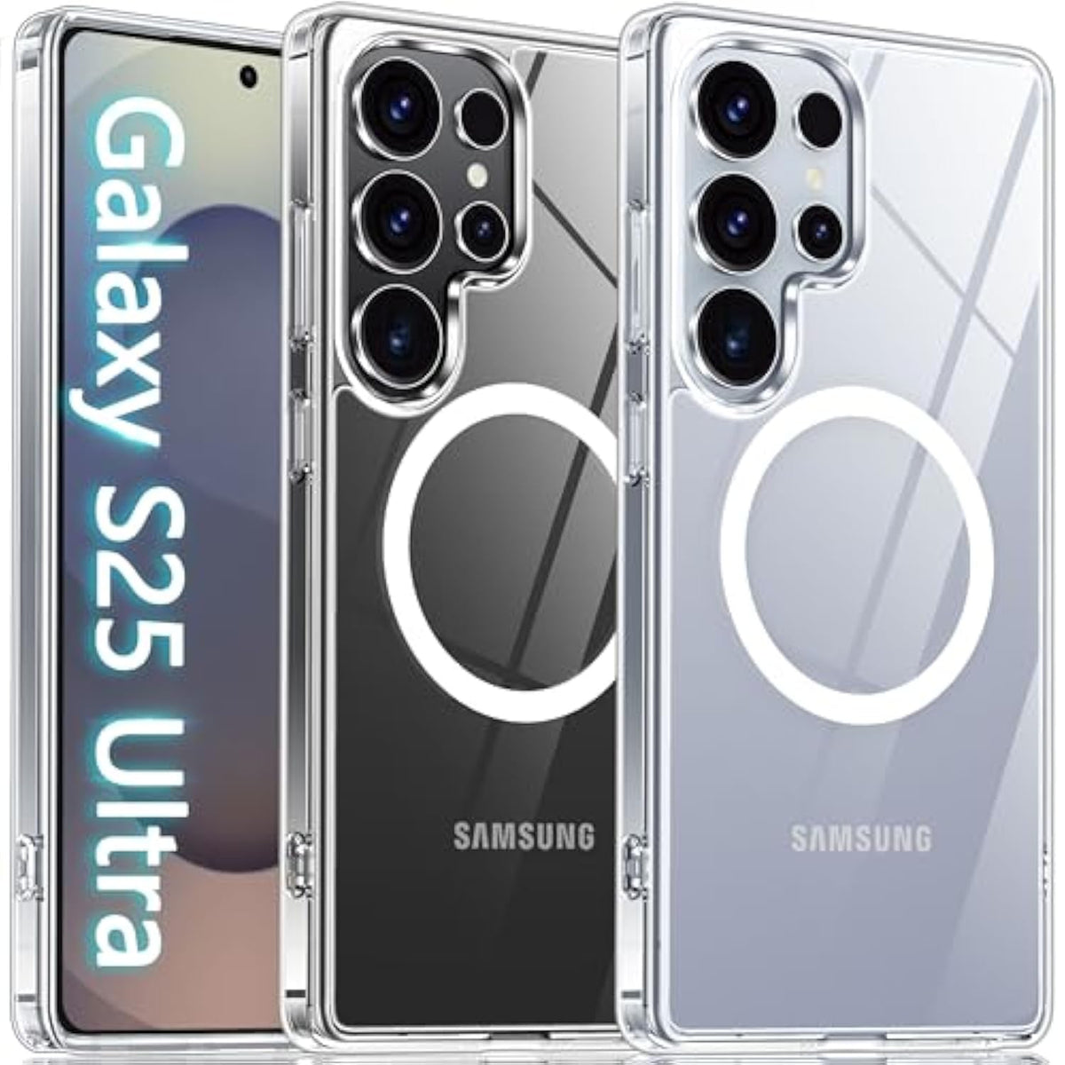 Clear Magnetic Case for Samsung Galaxy S25 Ultra, MagSafe, Shockproof, Slim