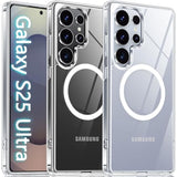 Clear Magnetic Case for Samsung Galaxy S25 Ultra, MagSafe, Shockproof, Slim