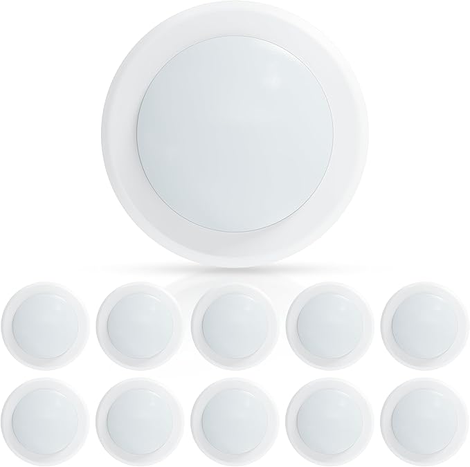 10 Pack 6 Inch LED Disk Lights 5000K Daylight Dimmable Flush Mount Downlights