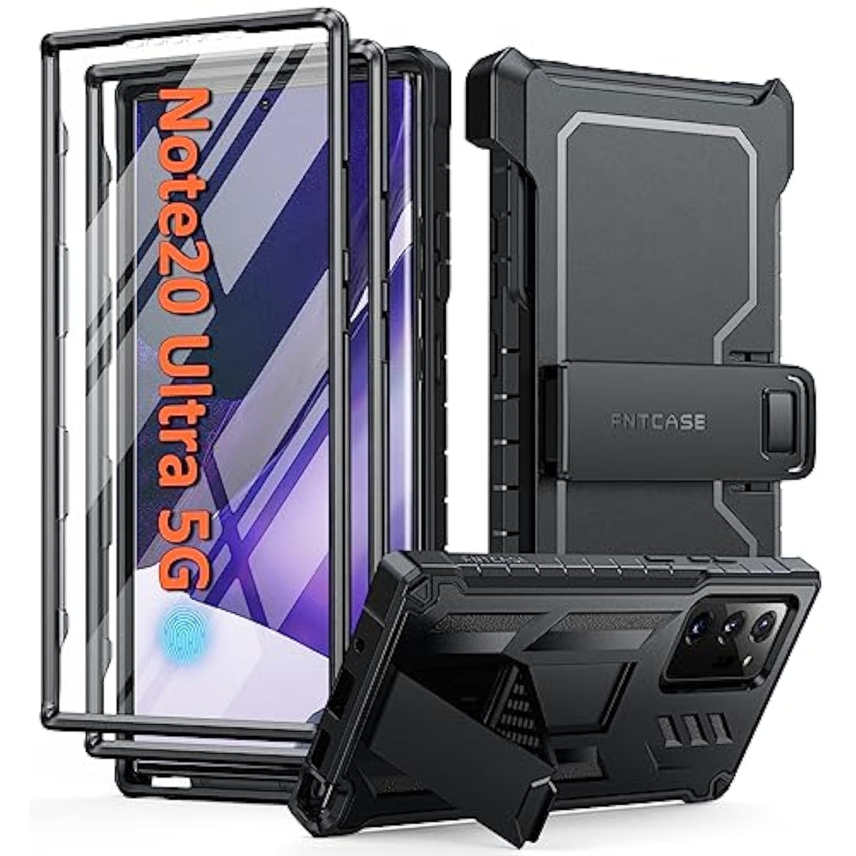 For Samsung Galaxy Note-20-Ultra Case: Military Grade Rugged Cell Phone Cover With Kickstand | Shockproof Tpu Protection Bumper Matte Textured Design For Note 20 Ultra