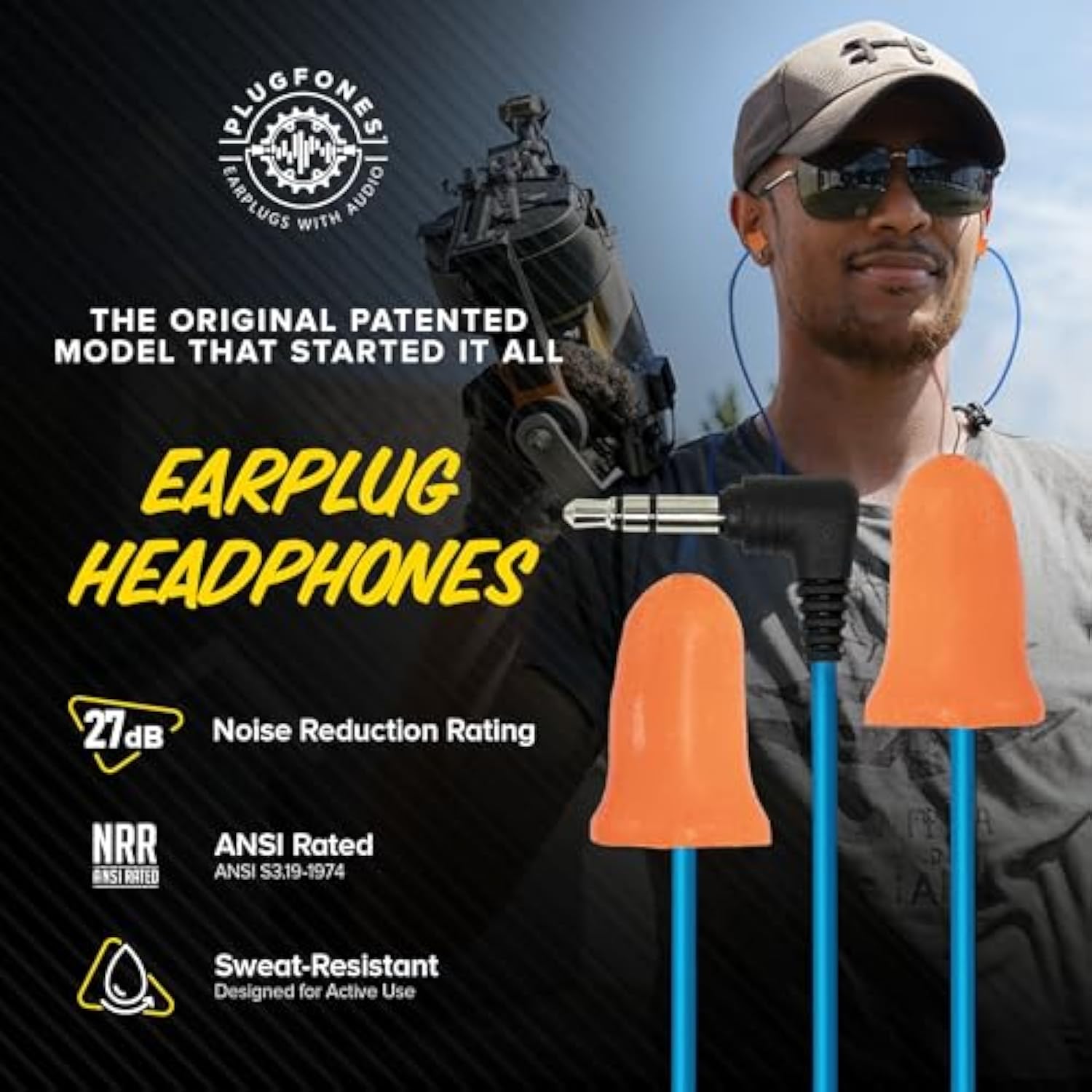 Basic Earplug Headphones Earplug-Earbud Hybrid 27 Db Noise Reduction Rating Osha Compliant Hearing Protection Earphones Noise Reducing Work Headphones Orange Foam Bell Earplugs