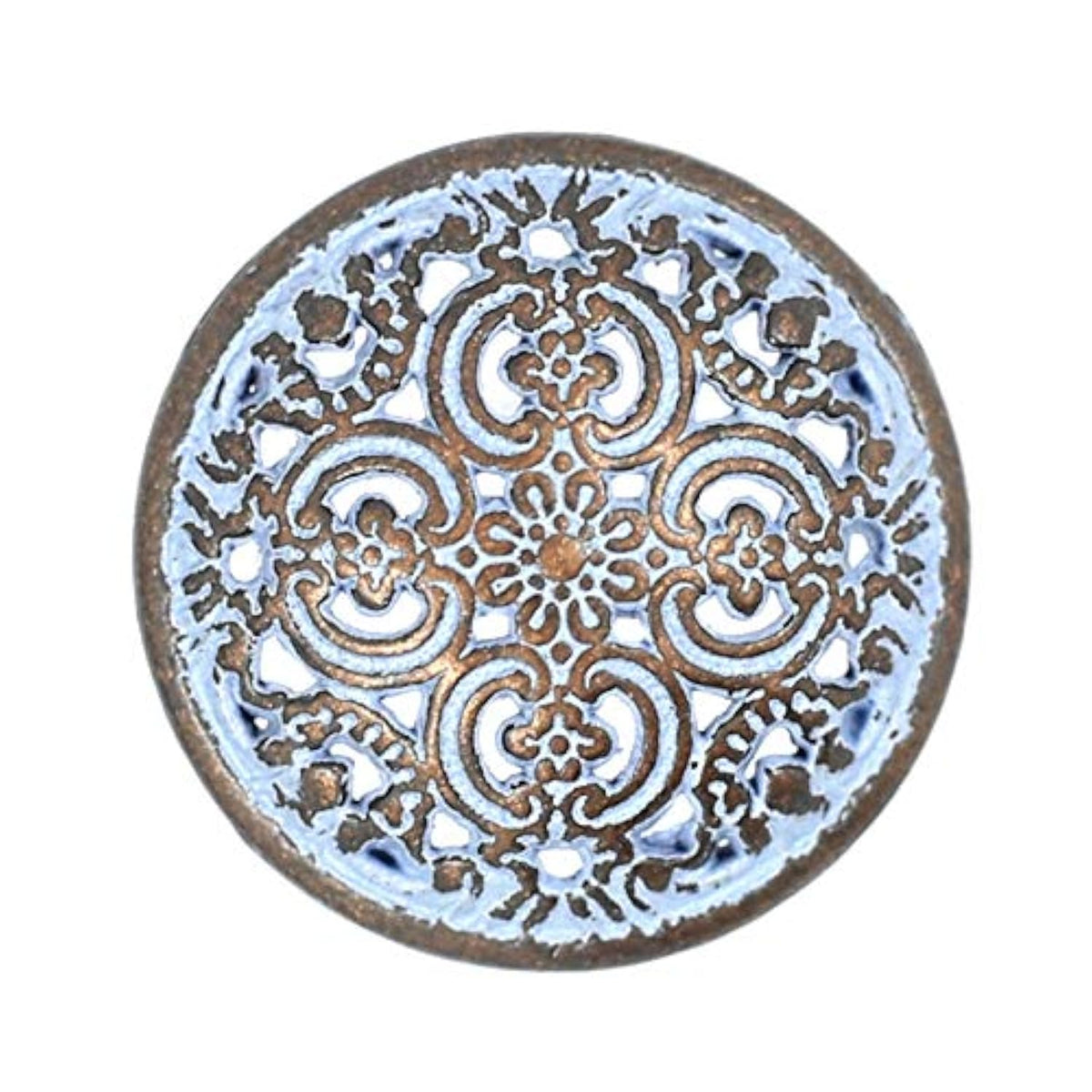 12 Pieces Flowery Engraving Copper Blue Openwork Metal Shank Buttons 1