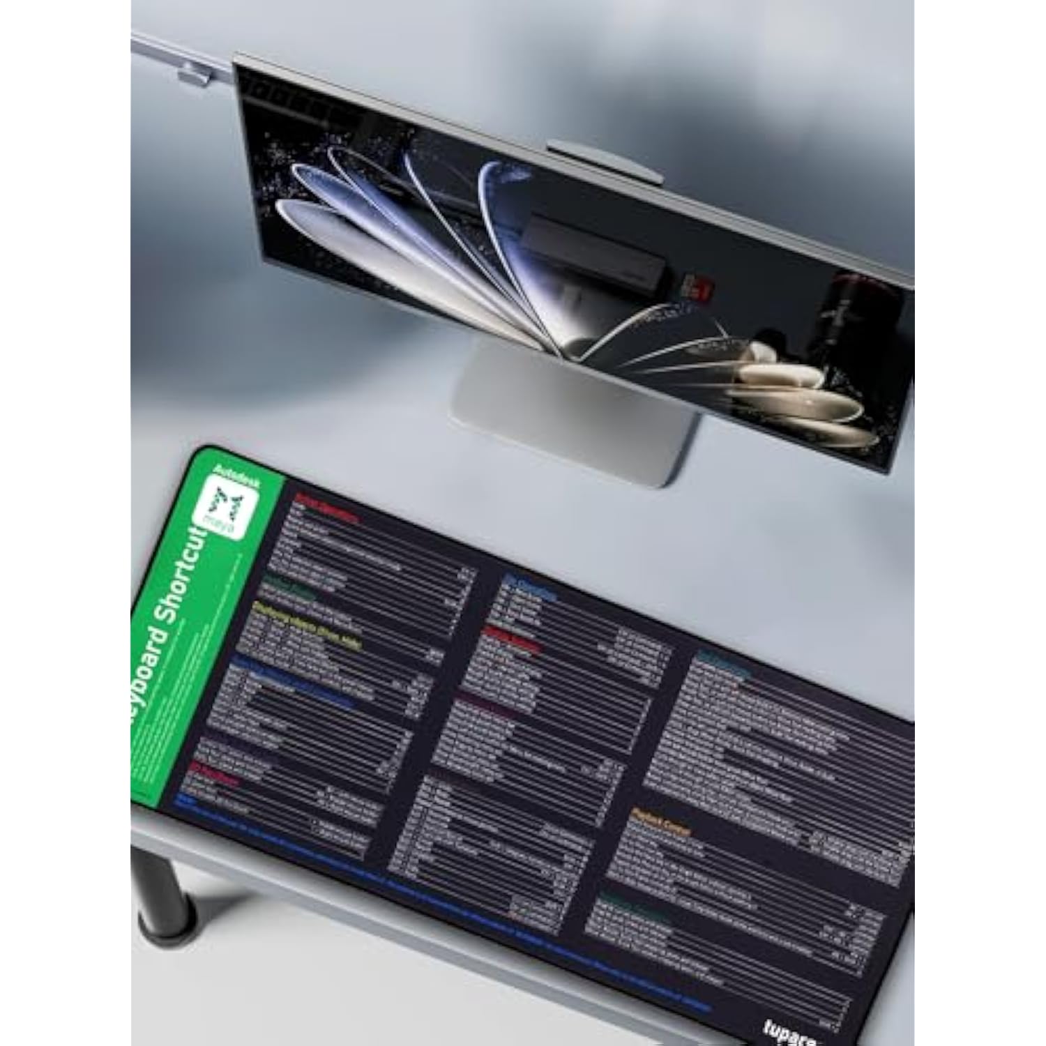 Shortcut Keys Mouse Pad For Maya,Maya Hotkeys Office Desk Mat,Work Desk Large Xxl Keyboard Mousepad, Waterproof Non-Slip And Stitched Edge(31.5×13.8 Inch)