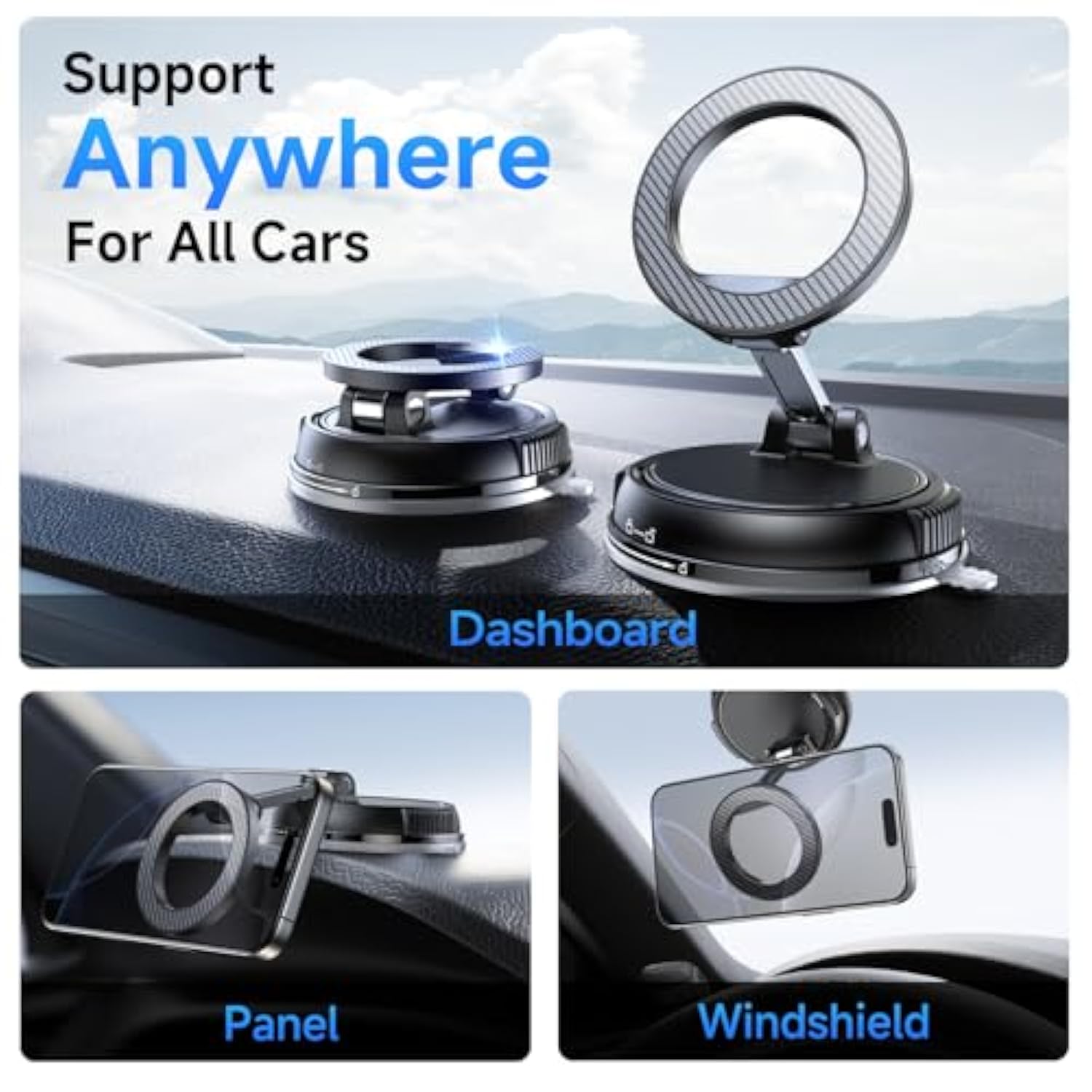 Car Phone Holder For Magsafe [78+Lbs Strongest Suction & 2400Gf Strongest Magnetic] 360° Adjustable Car Phone Mount, Phone Holders For Your Car For Iphone 16 Pro Max 15 14 13 12 Plus (Carbon Fiber)