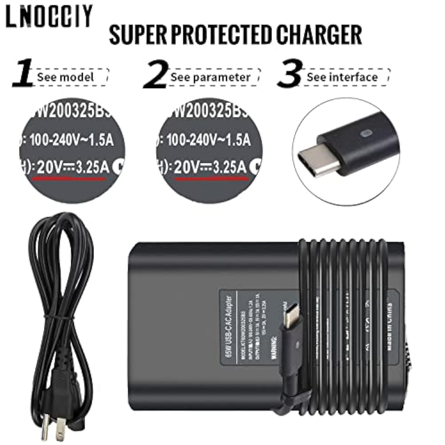 65 Watt 20V 3.25A Type-C Usb Ac Adapter For Lenovo Adlx65Ydc2A Adlx65Ycc2A Adl