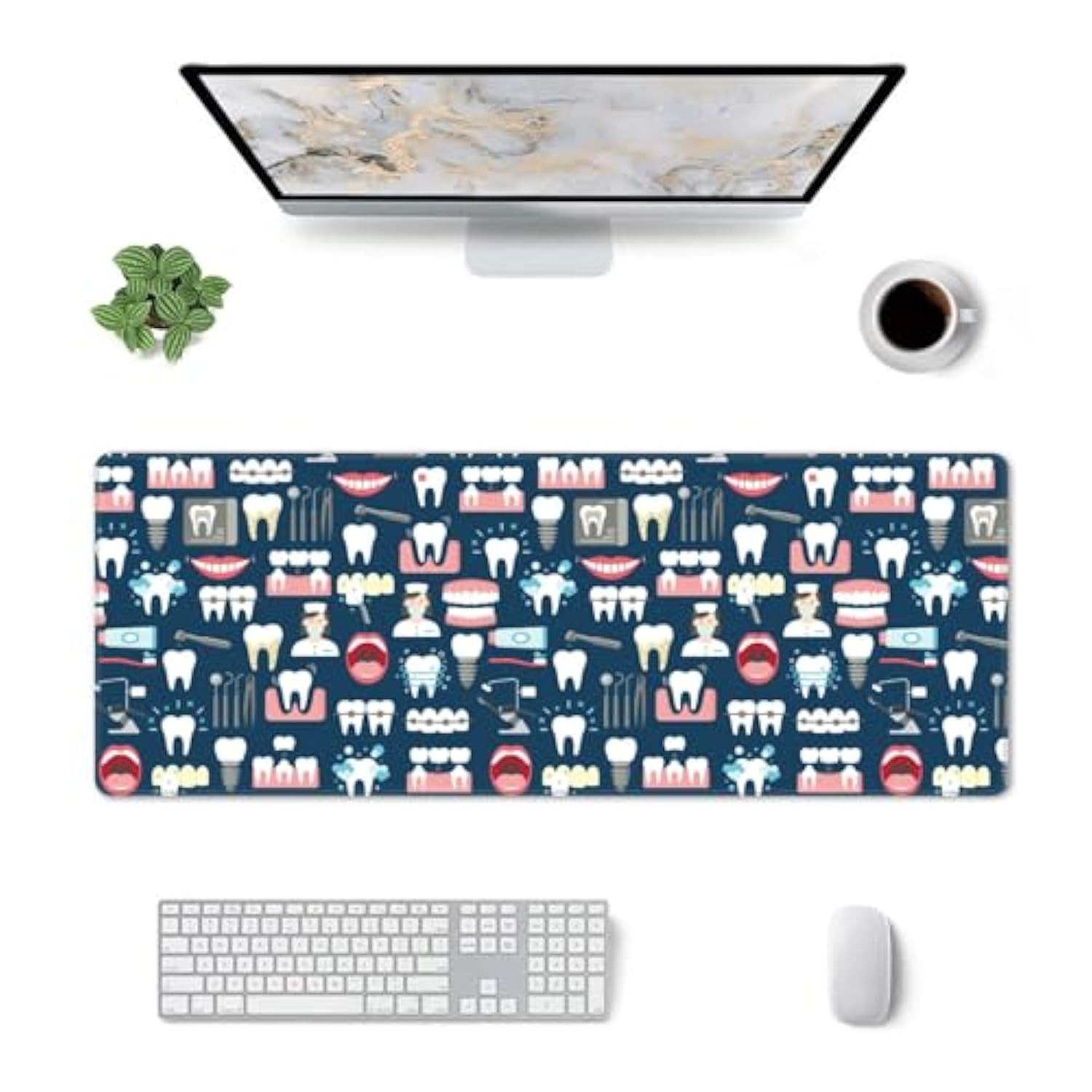 Dental Seamless Large Gaming Mouse Pad 31.5"X11.8" Waterproof Non-Slip Desk Mat For Office/Gaming Keyboard And Mouse With Rubber Base For Home And Work
